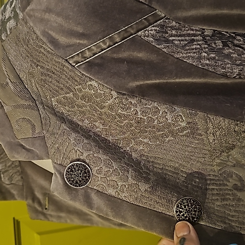 Chicos Long Patchwork Gray Velvet Lightweight Jac… - image 6